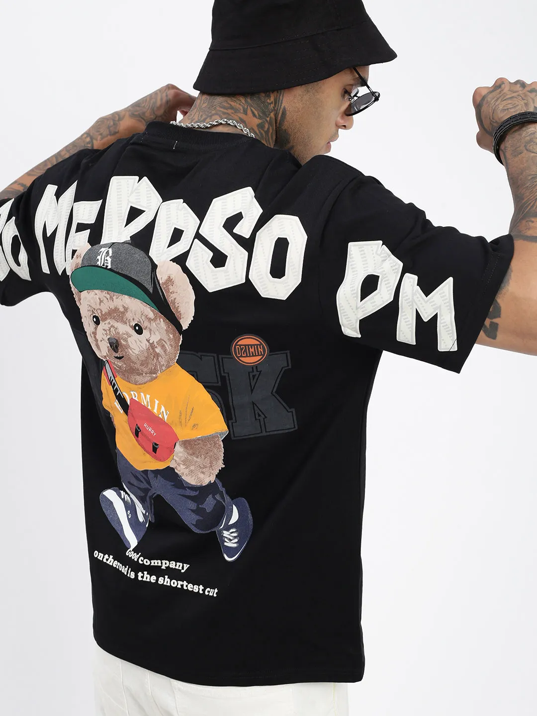 Men's Graphic Round Neck Black Relaxed Fit T-Shirt Versatile Layering Timeless casual wear