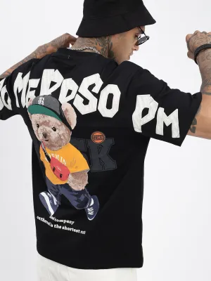 Men's Graphic Round Neck Black Relaxed Fit T-Shirt Versatile Layering Timeless casual wear