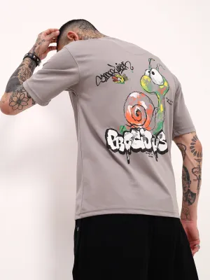 Men's Grey Graphic Printed Regular Fit T-Shirt Chic Outfit
