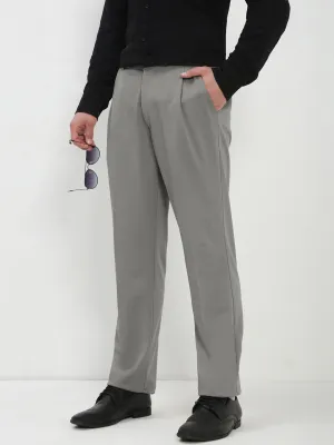 Men's Grey Regular Fit Formal Trouser LowProfileTopstitching Soft Fabric