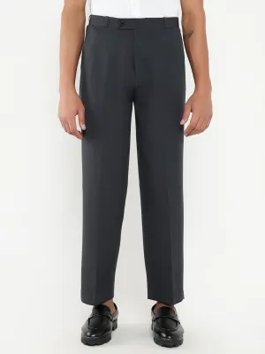 Men's Navy Blue Solid Formal Trousers AntiSlipGrip Comfort Base