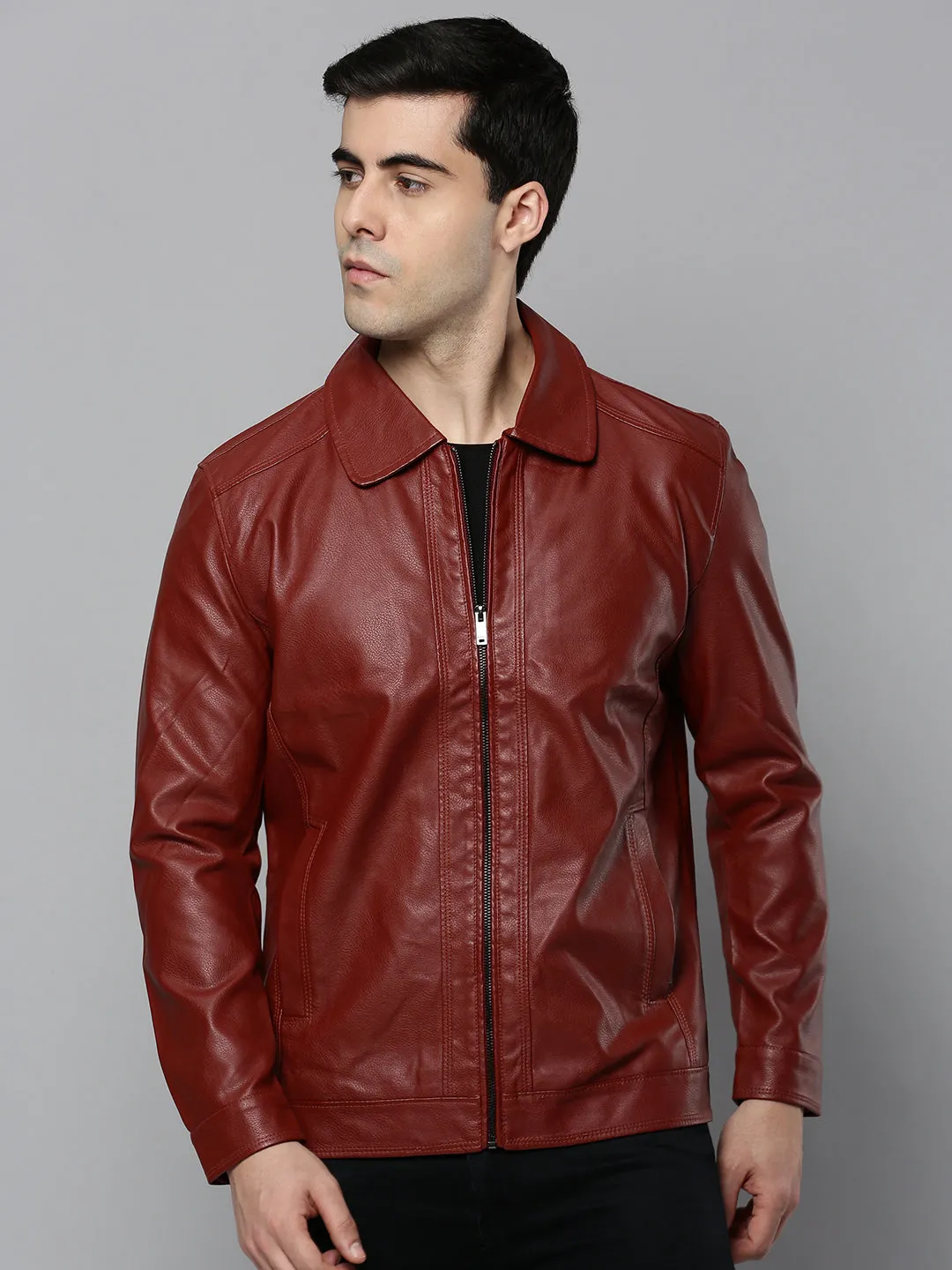 Everyday apparel Double Layer Protection Men's Rust Leather Bomber Jacket