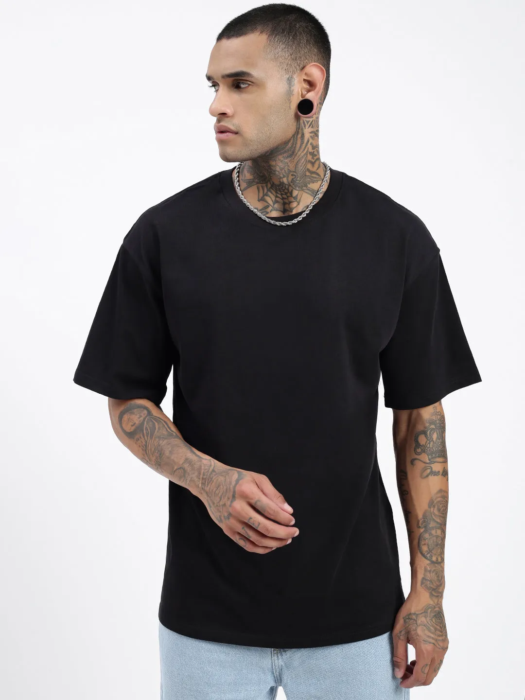Cozy Apparel Men's Solid Black Oversized T-Shirt