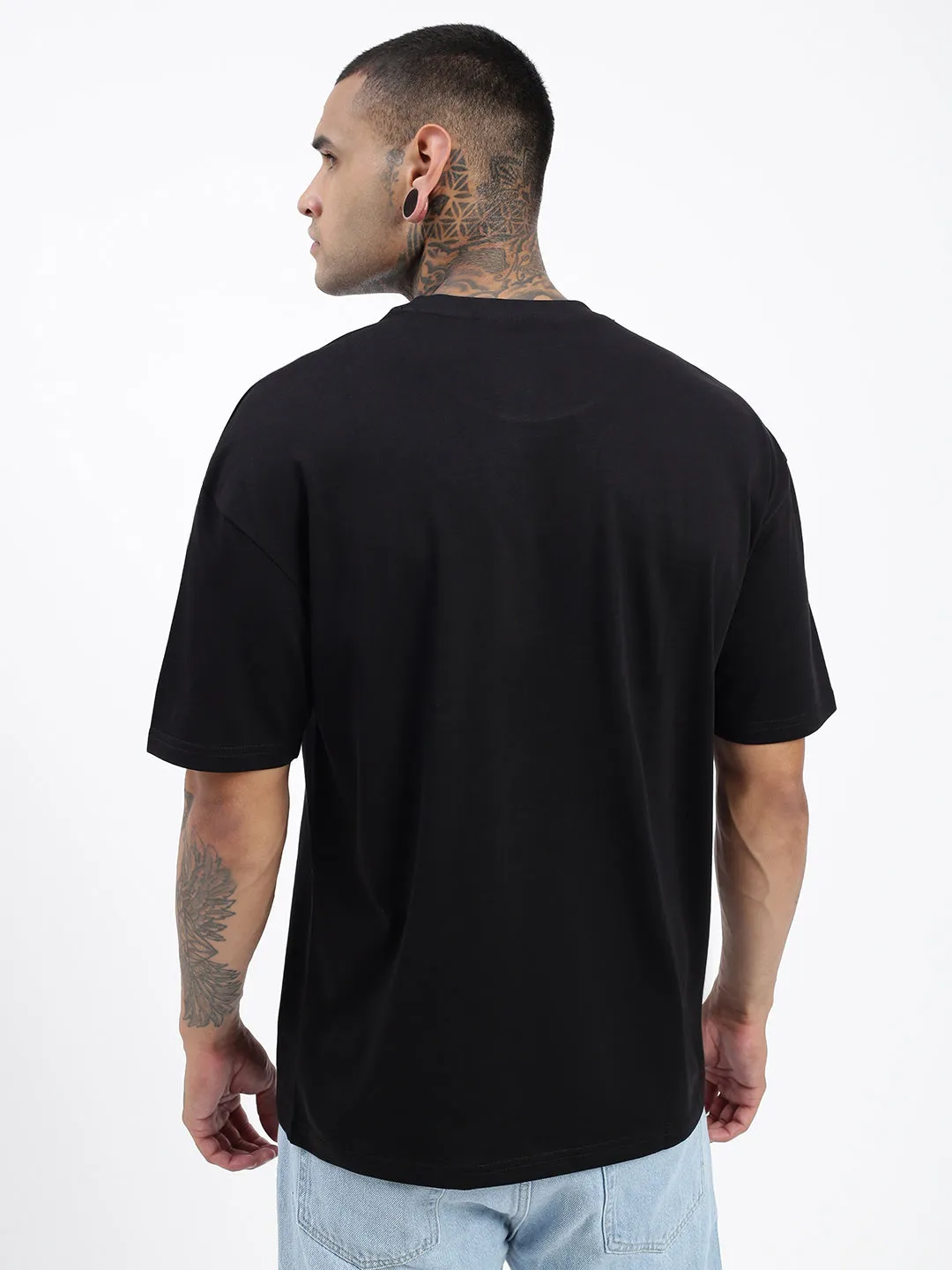 Men's Solid Black Oversized T-Shirt athletic style VintageWash