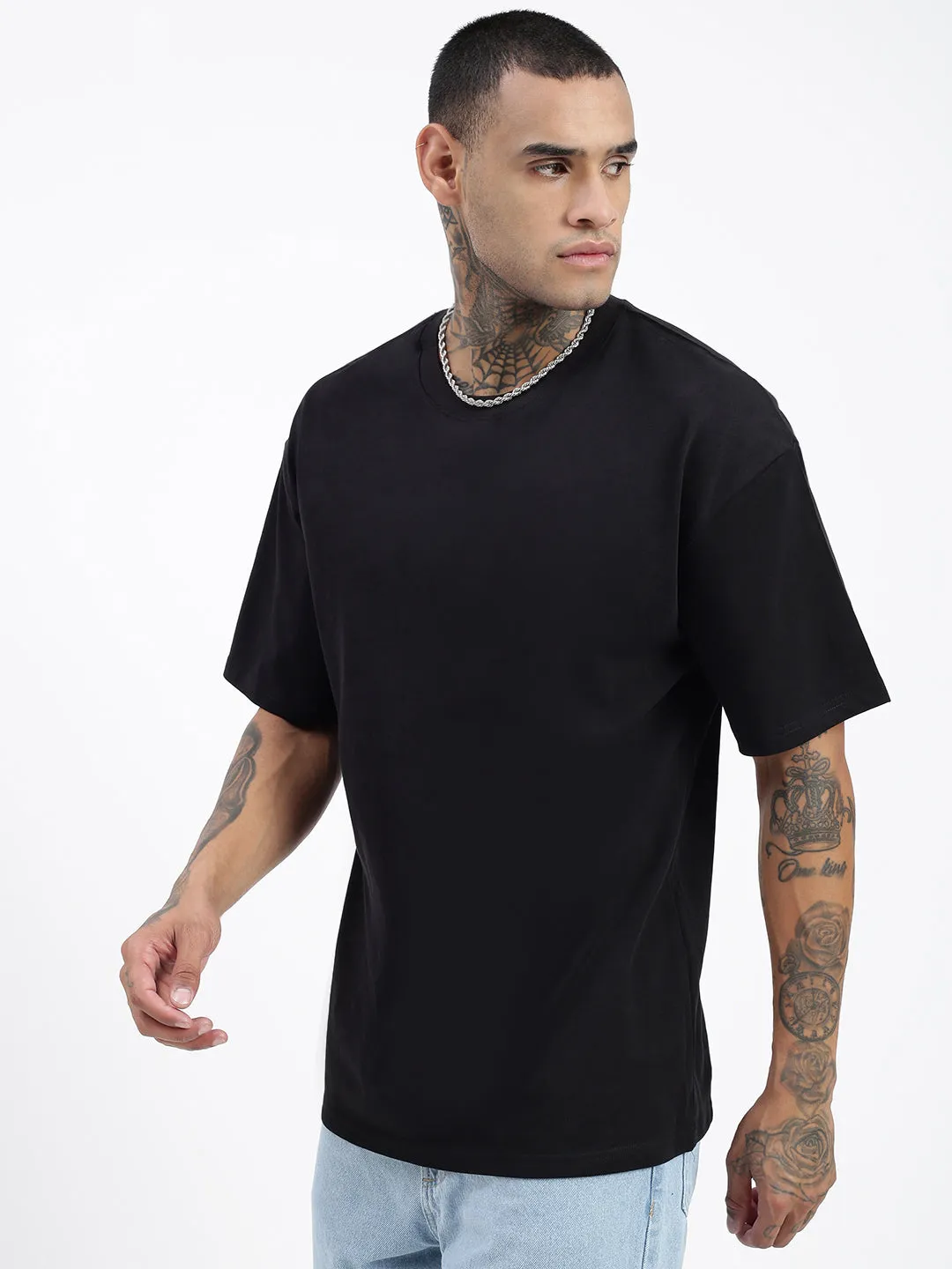 Ultimate Fit Men's Solid Black Oversized T-Shirt