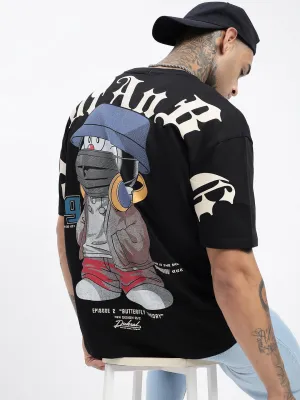 Fresh Outfit Style Men's Solid Black Relaxed Fit T-Shirt