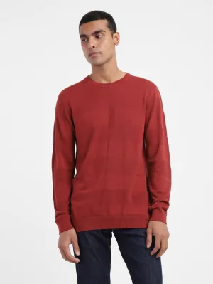 Minimal Comfort WaterRepellent Finish Men's Solid Crew Neck Sweater Red