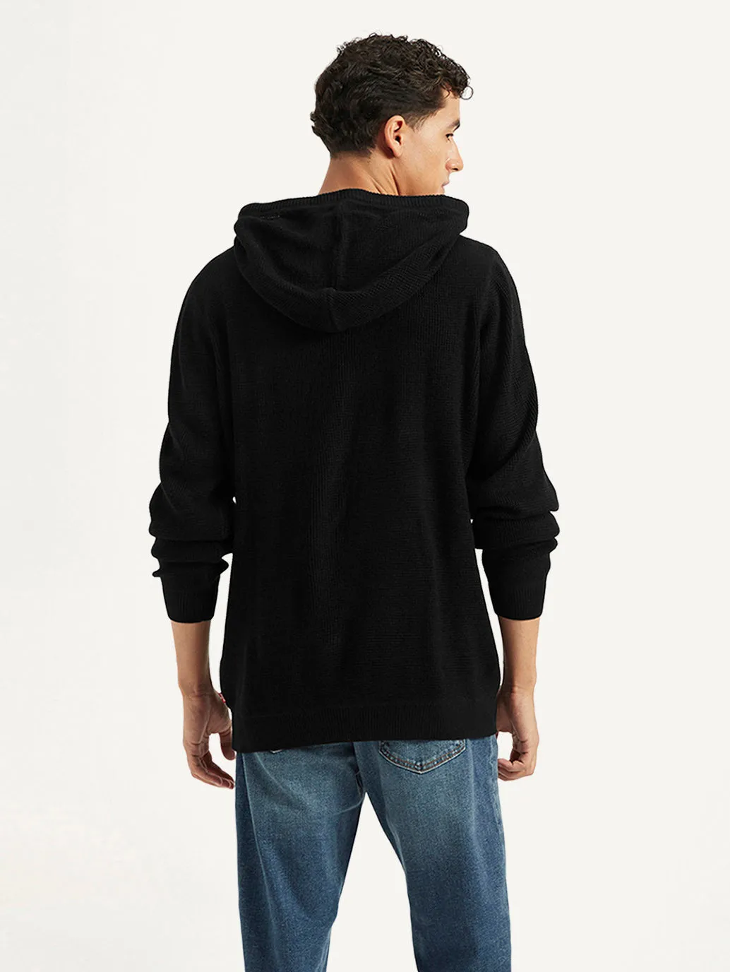 Men's Solid Hooded Sweater Tagless Design