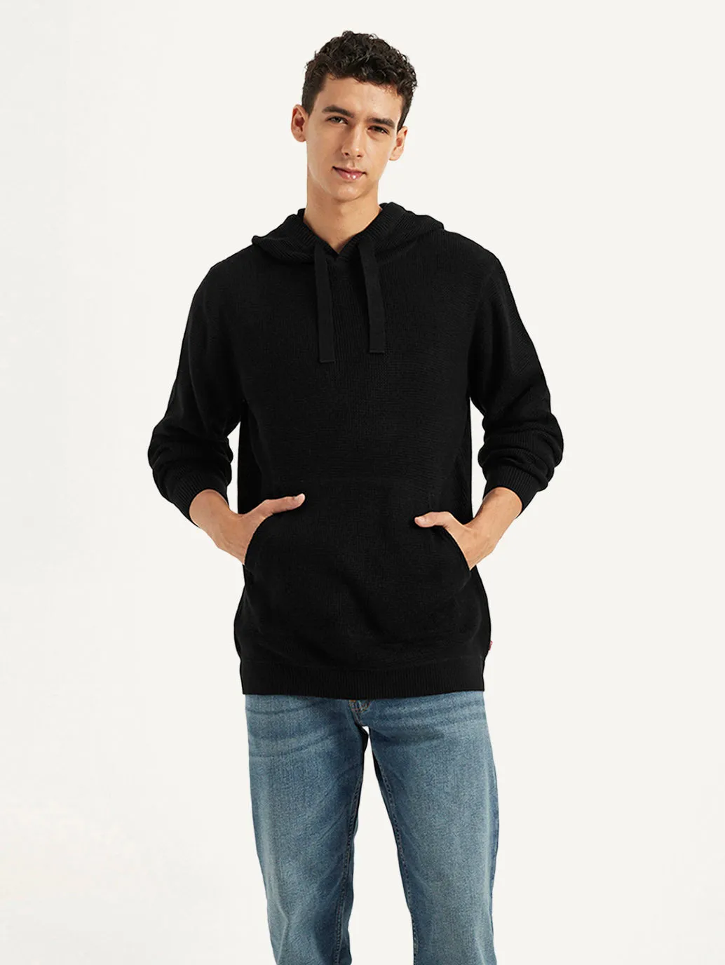 Plush Texture Men's Solid Hooded Sweater