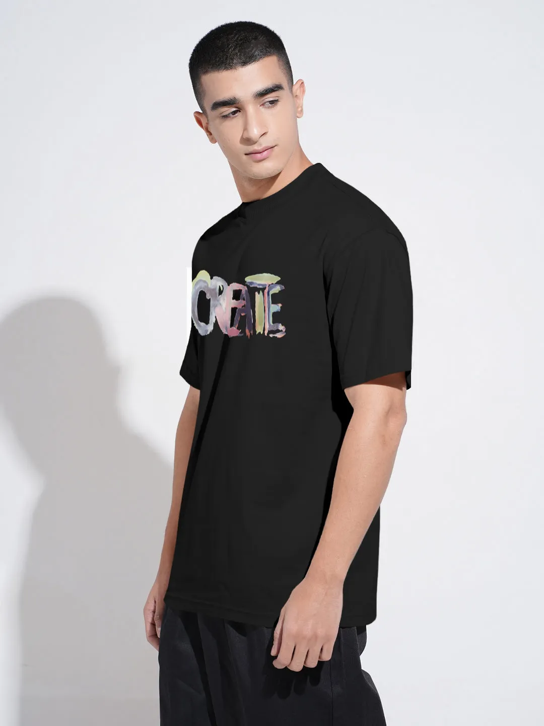 Everyday Fashion LowImpact Manufacturing Men's Typography Black Graphic Printed  Round Neck T-Shirt