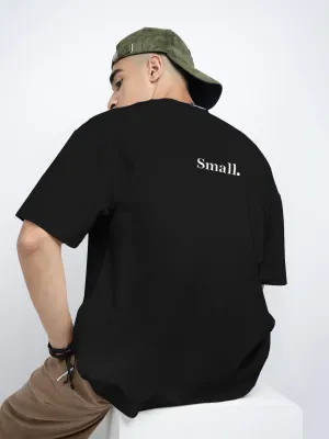 Men's Typography Black Short Sleeves Round Neck Relaxed Fit T-Shirt Urban Trend Reinforced Shoulders