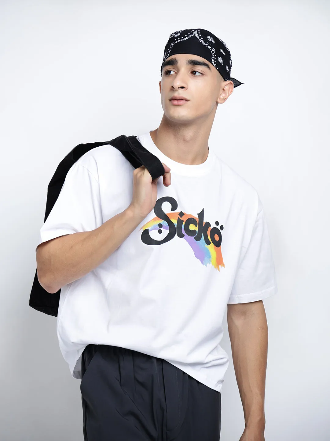 hypoallergenic material Easy Wear Look Men's Typography White Short Sleeves Round Neck Oversized T-Shirt