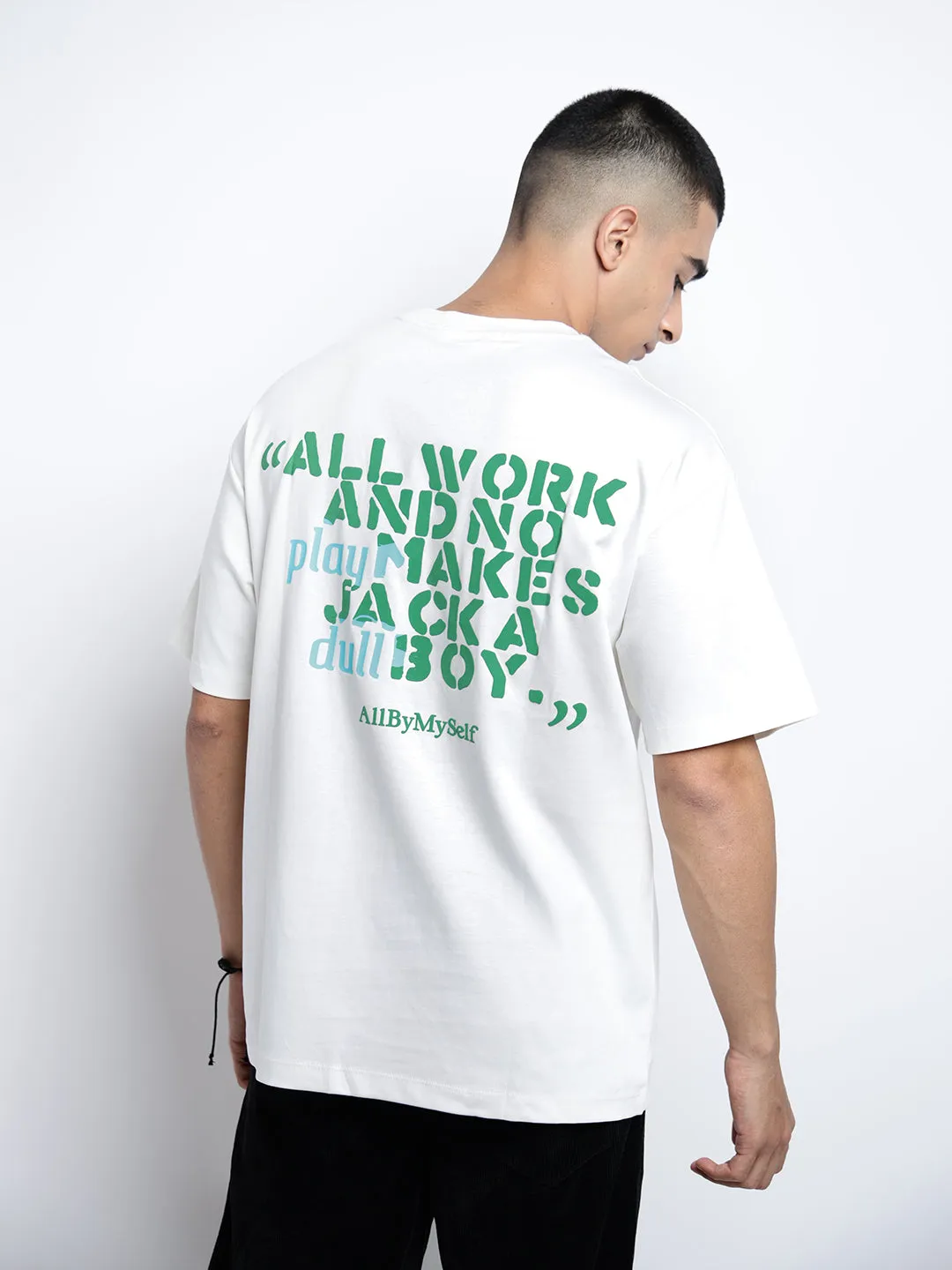 Timeless casual wear Men's Typography White Short Sleeves Round Neck Relaxed Fit T-Shirt