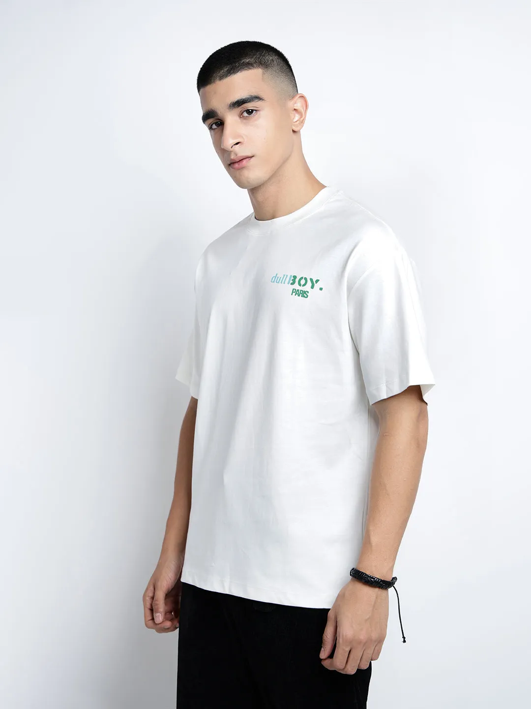 Men's Typography White Short Sleeves Round Neck Relaxed Fit T-Shirt Bright Color Versatile Top