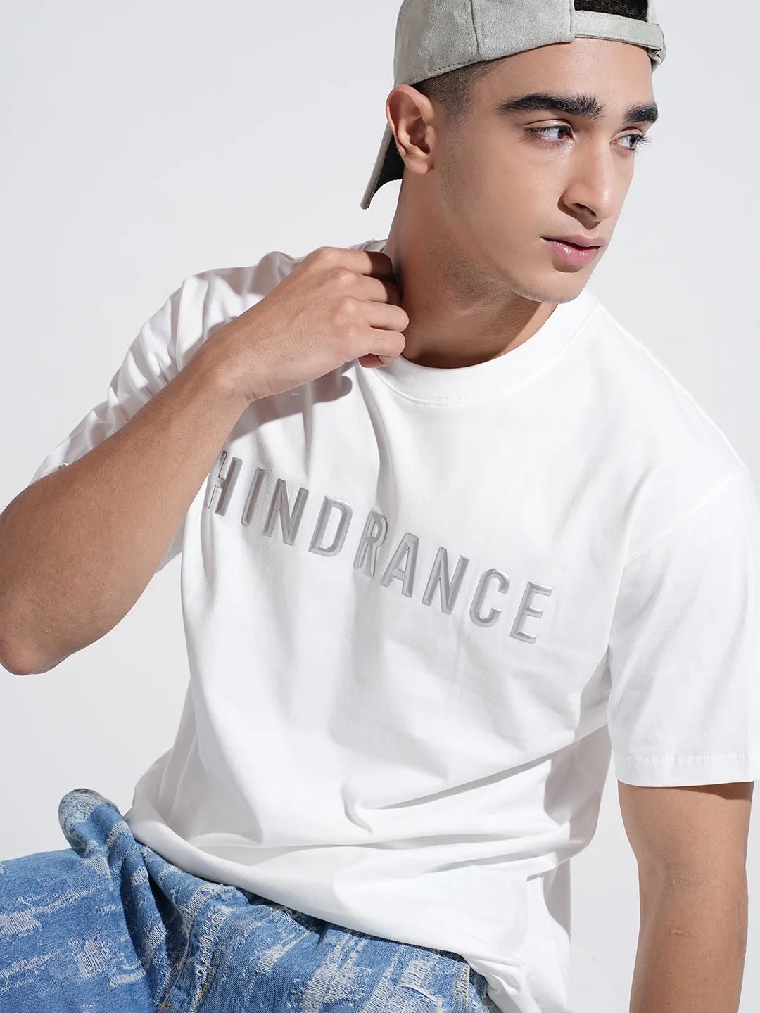 Beach Wear Men's Typography White Short Sleeves Round Neck Relaxed Fit T-Shirt