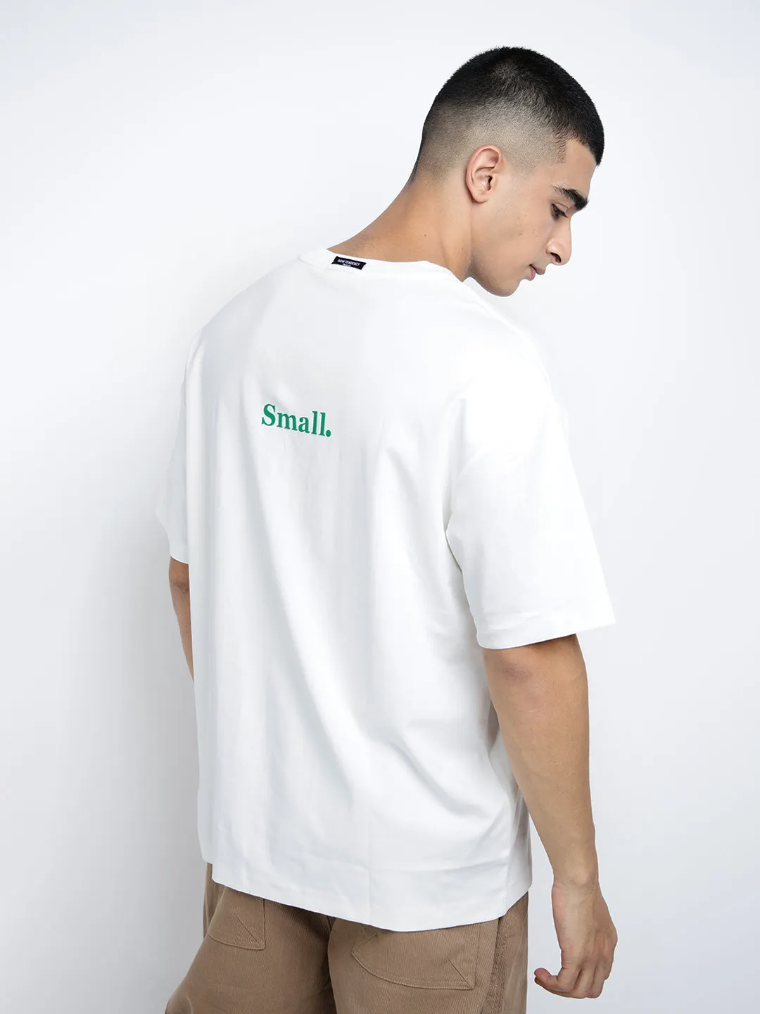 ZeroWaste Production Men's Typography White Short Sleeves Round Neck Relaxed Fit T-Shirt