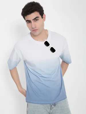 Men's White Ombre Relaxed Fit T-Shirt Indoor Comfort