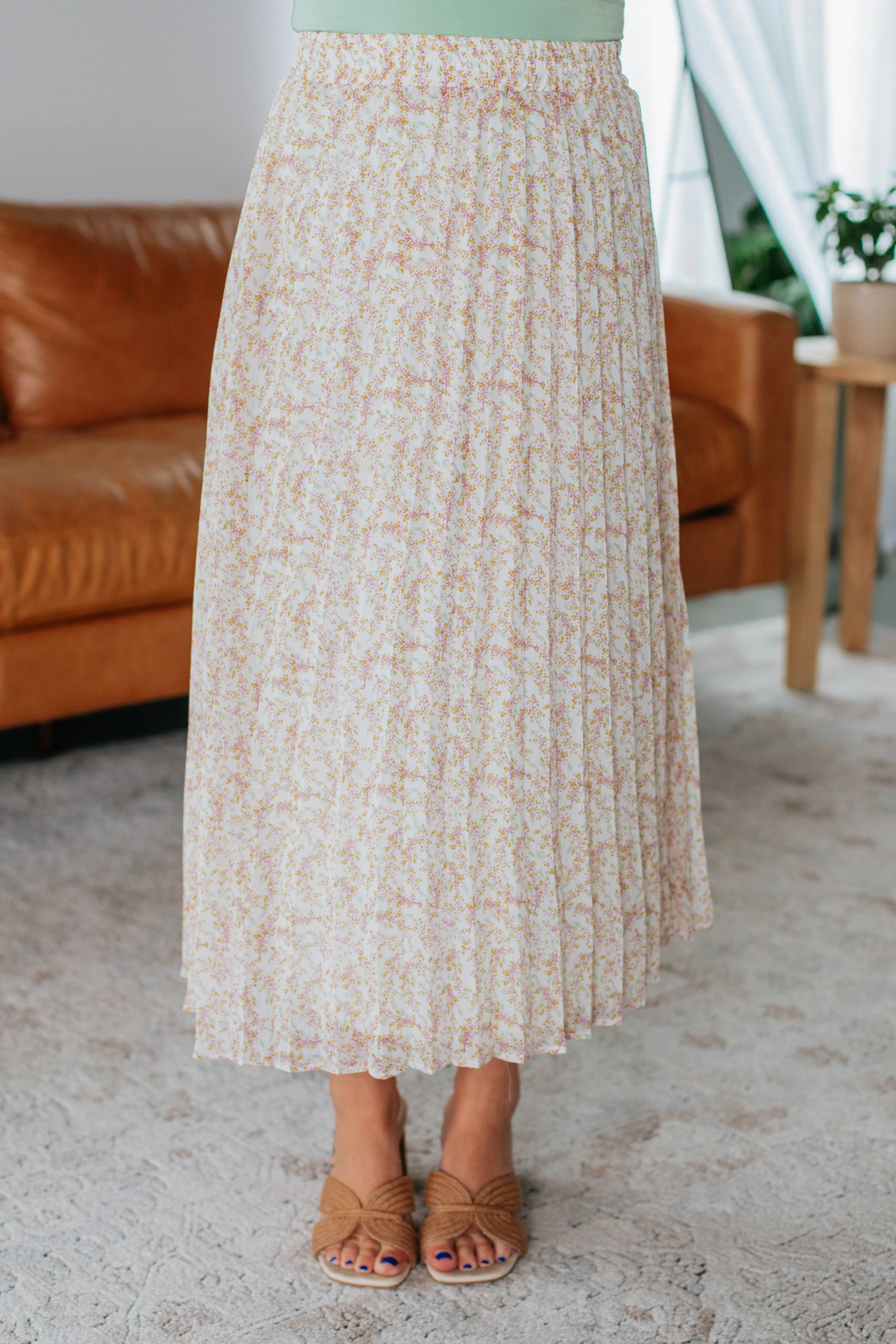 Outfit Diary Reinforced Pockets Orson Midi Skirt - Cream Mix