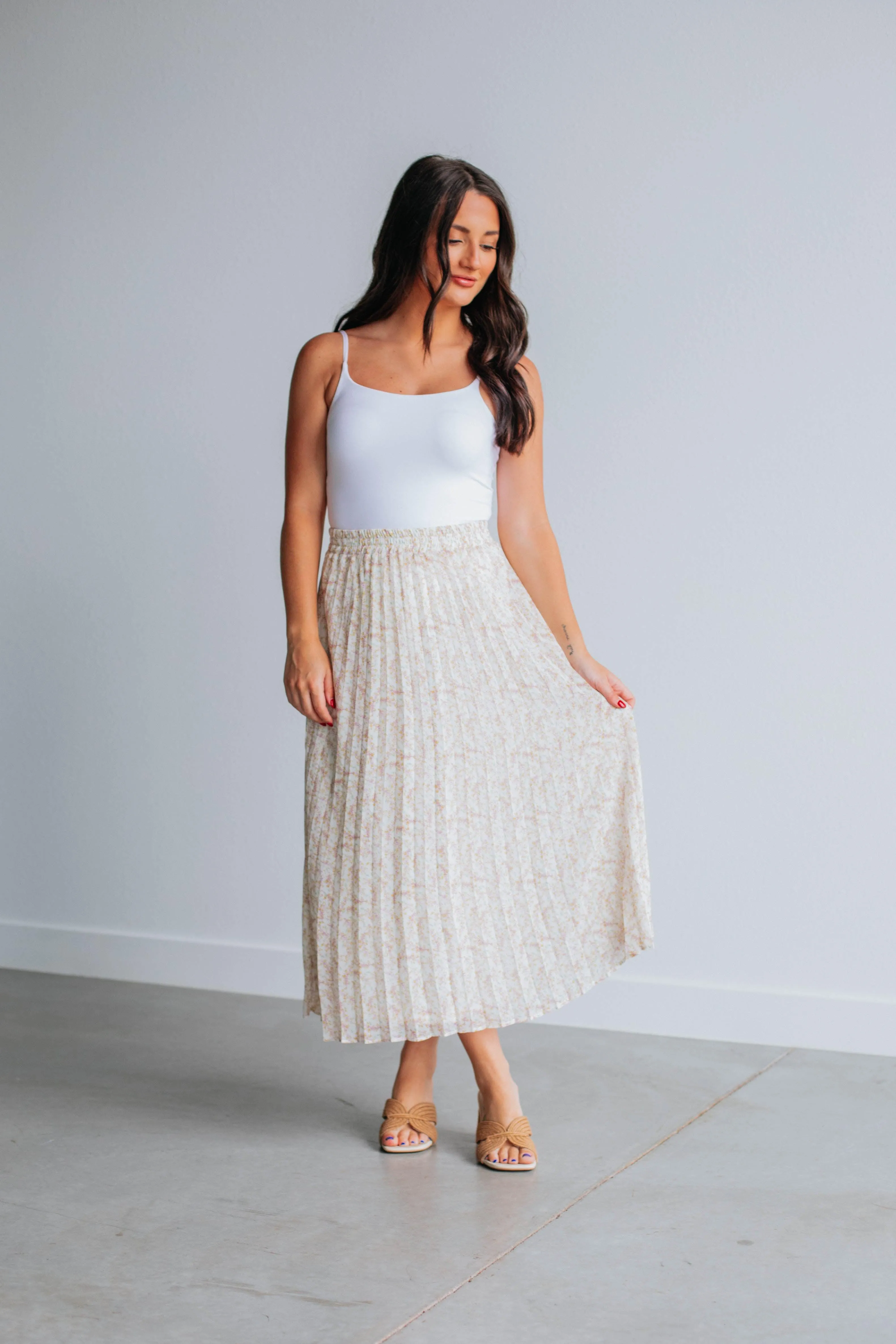Anti Static Lining Orson Midi Skirt - Cream Mix