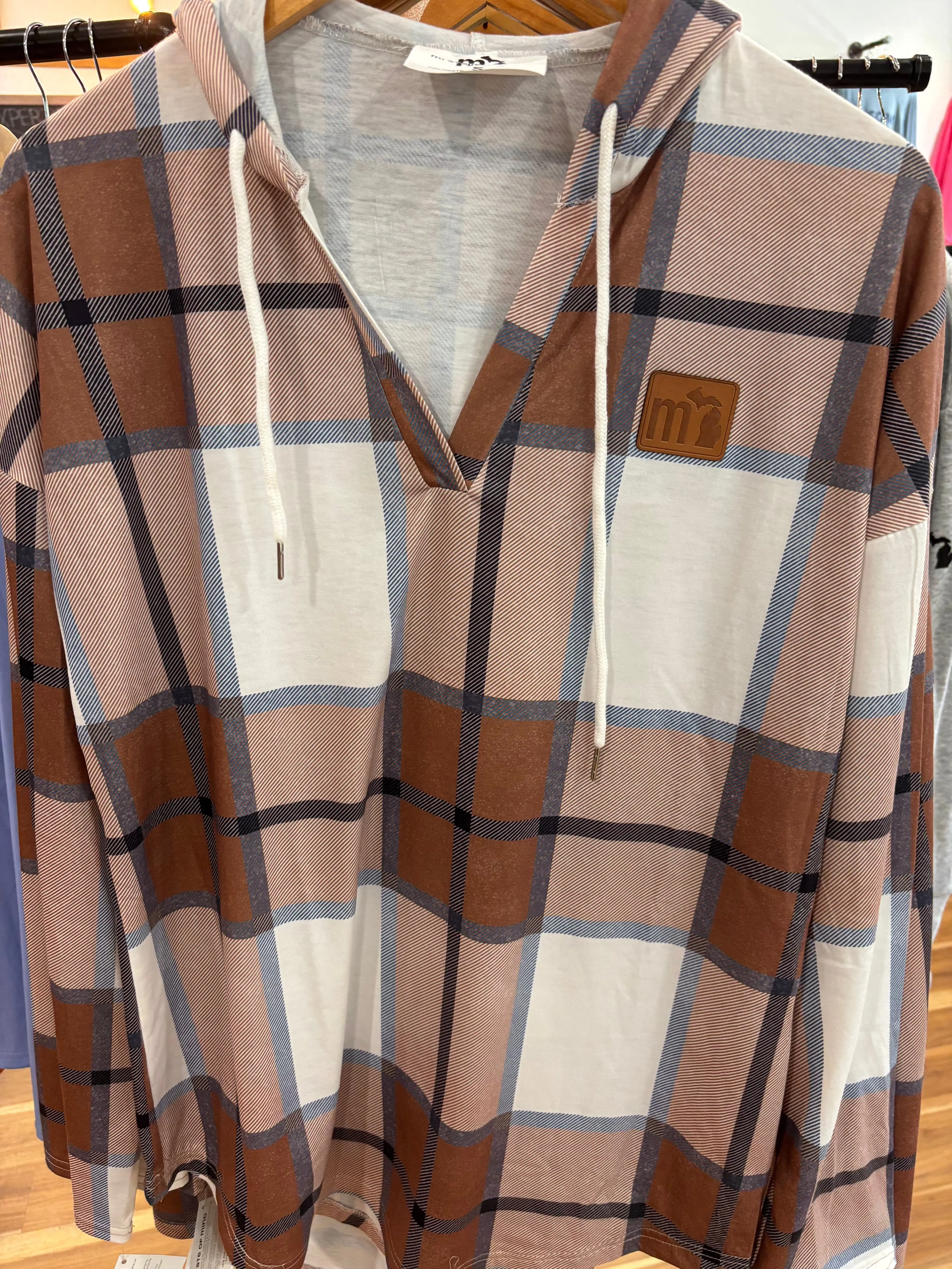 mi Women??s Soft-flex V-neck Hoodie Chambray appropriate for hiking