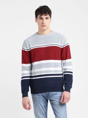 Cold Casual Outfit Men's Colorblock Red Crew Neck Sweater