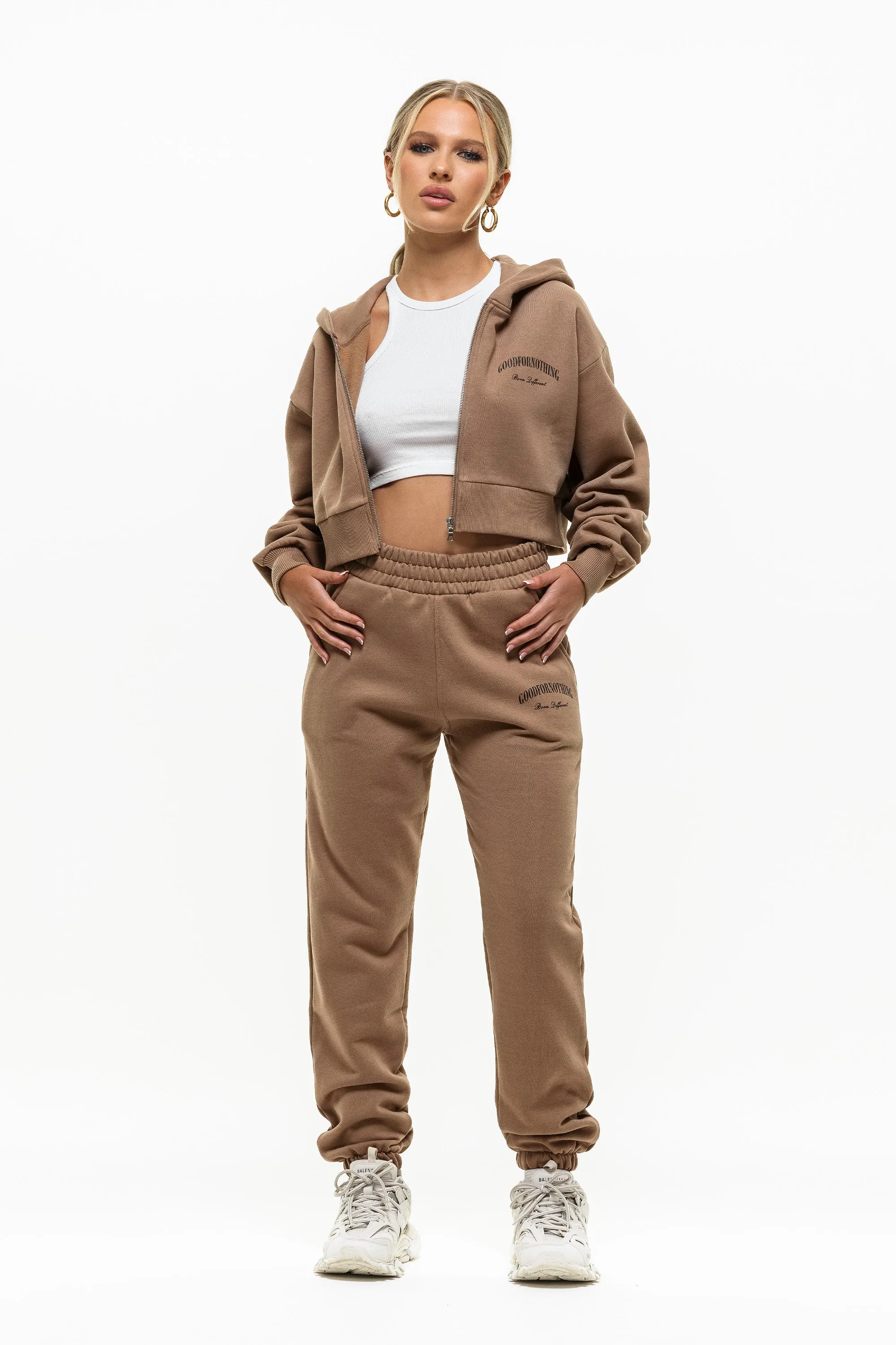 Heritage Tan Cropped Zip Hoodie product customization flexibility Athletic