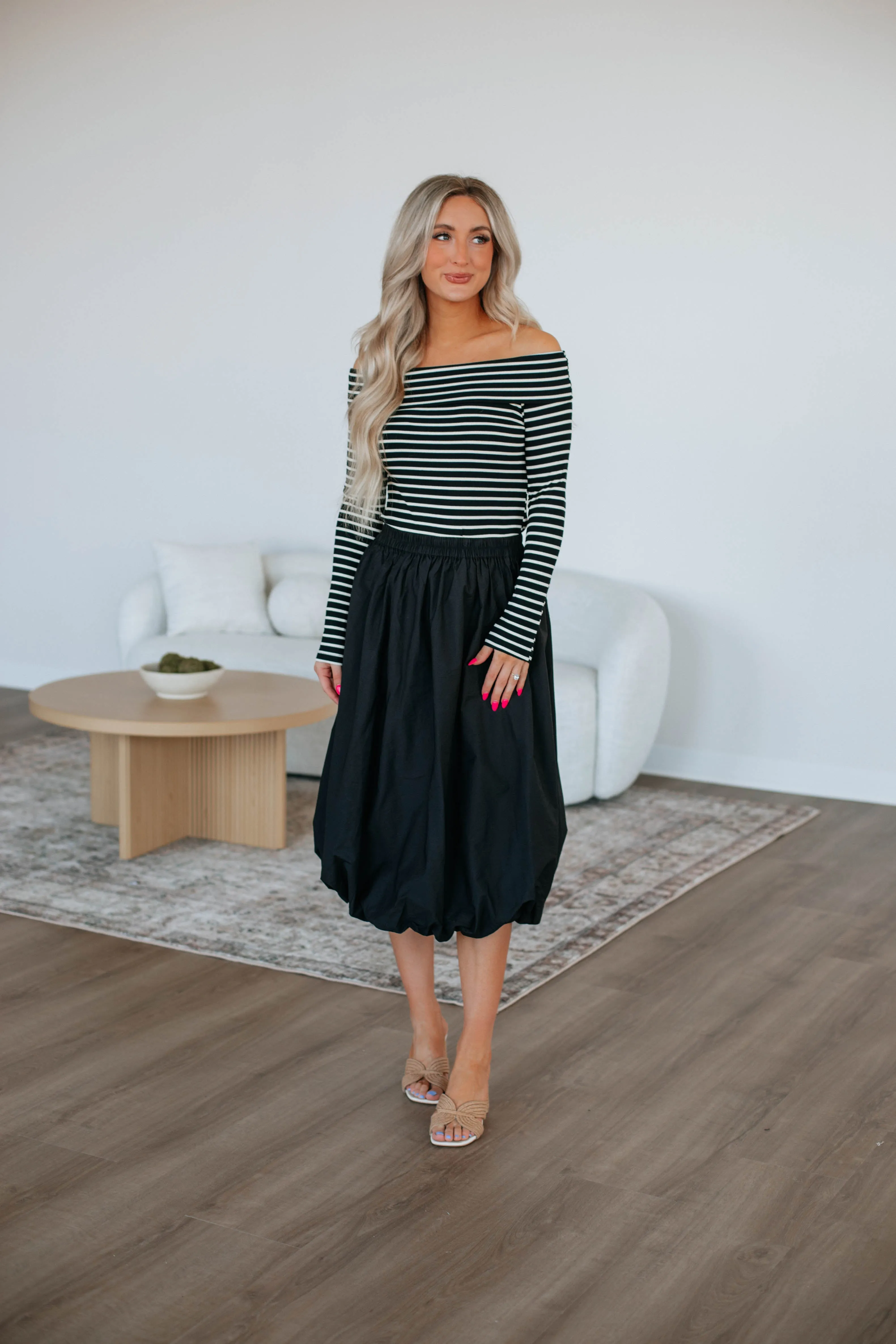 Mikala Midi Skirt - Black Cozy Tones