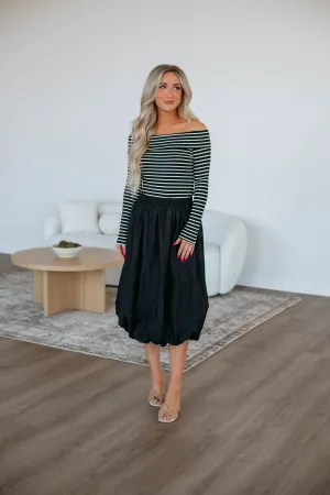 Mikala Midi Skirt - Black Cozy Tones