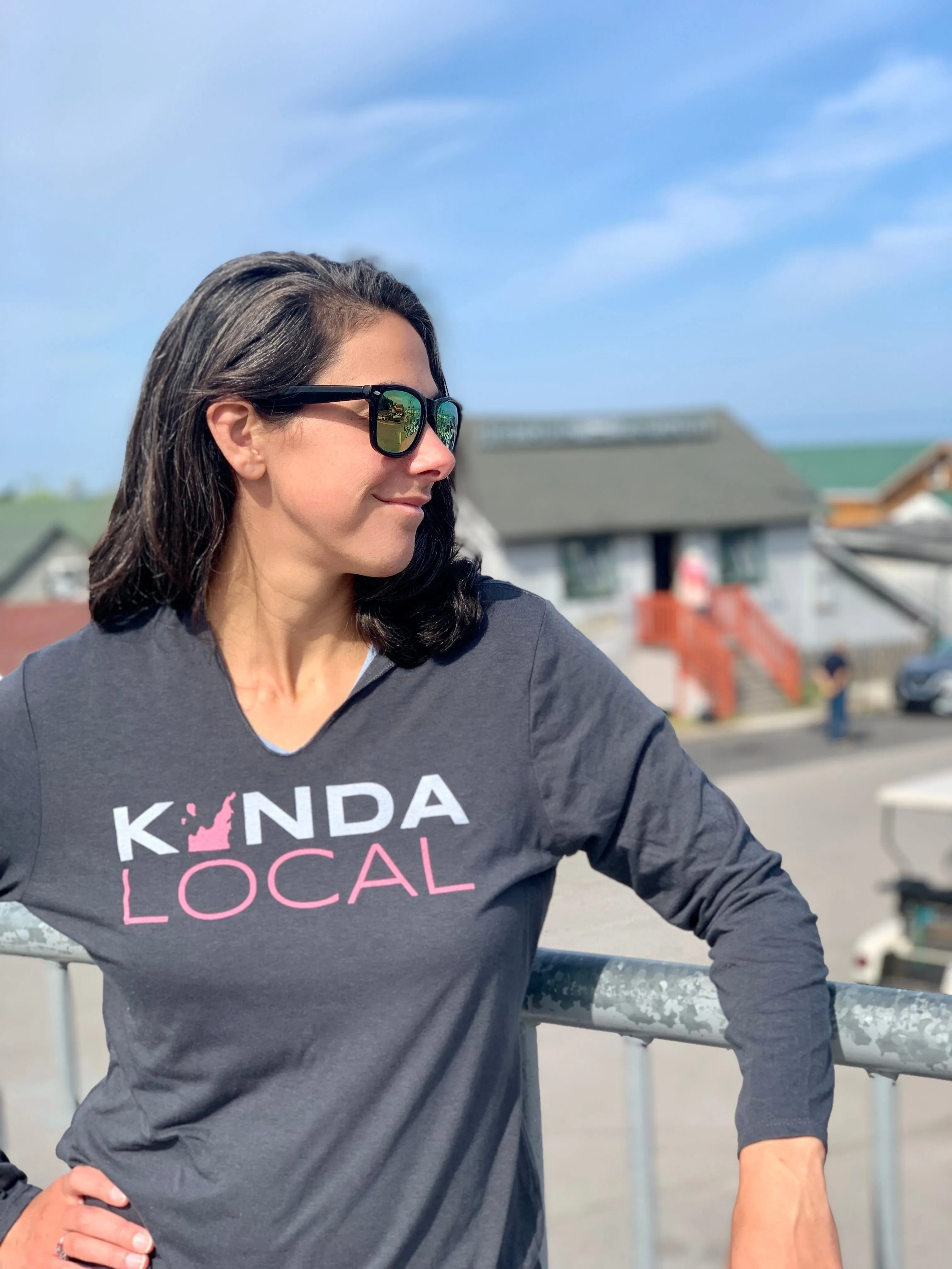Leelanau Peninsula "Kinda Local" Women's V-neck Light Hoodie Popular