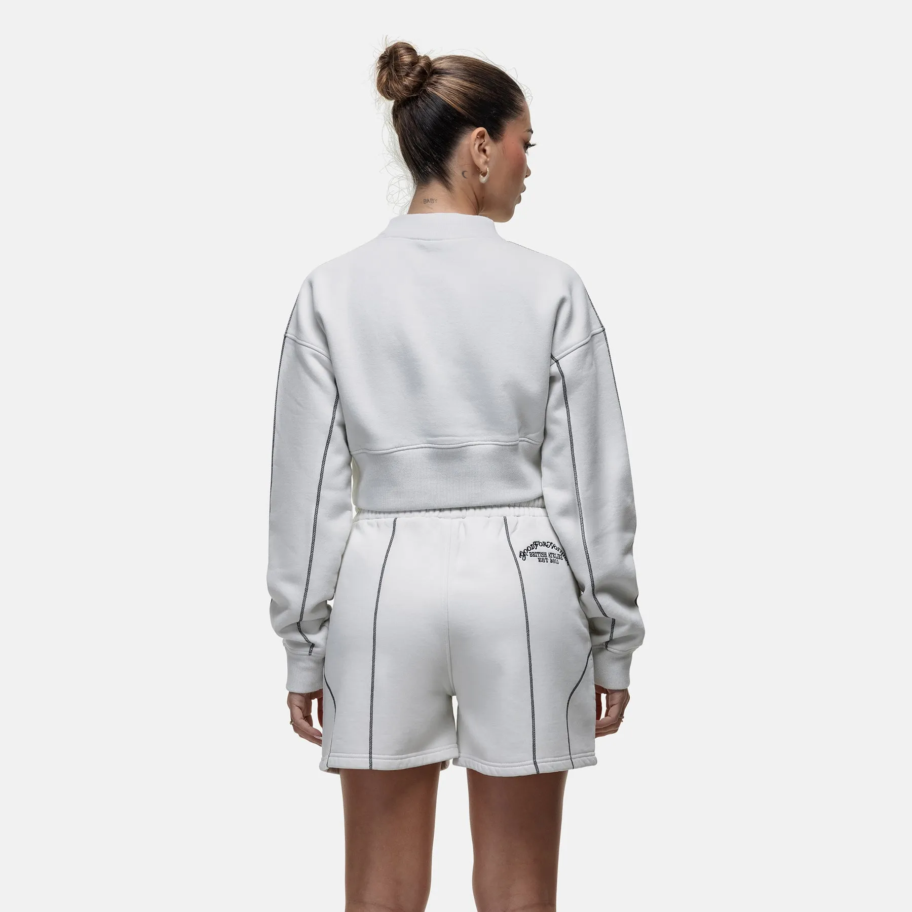 Street Sporty Overlock Vintage White Sweatshirt