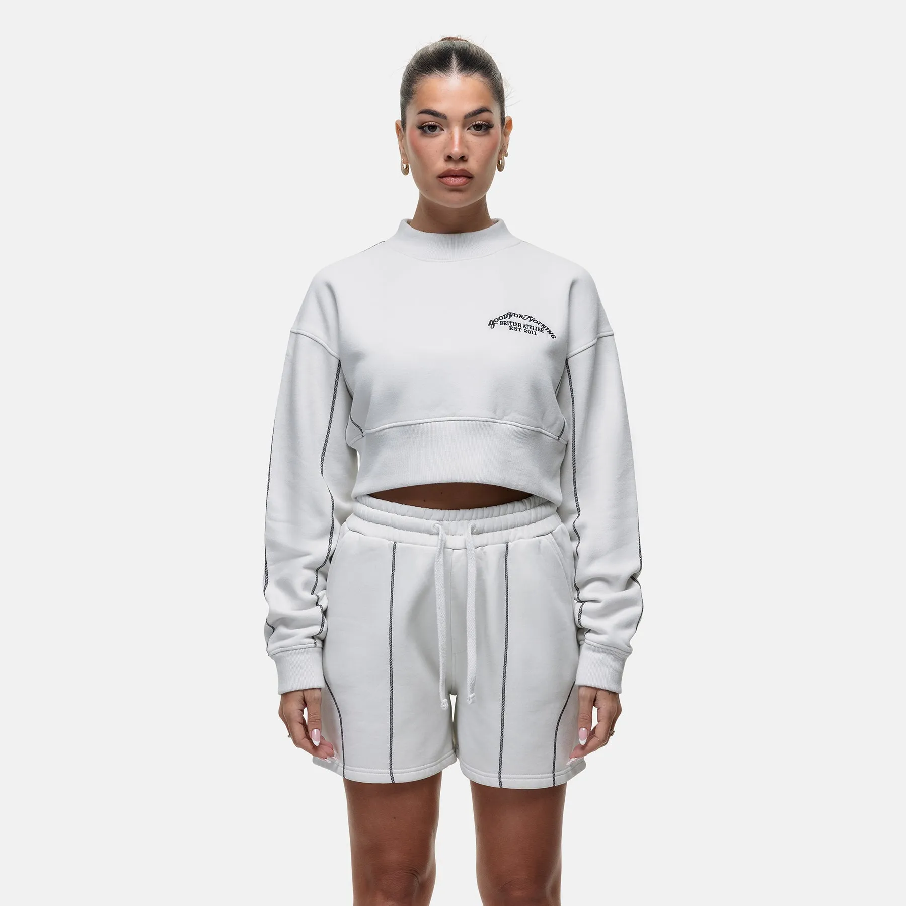 Layer Chic Overlock Vintage White Sweatshirt