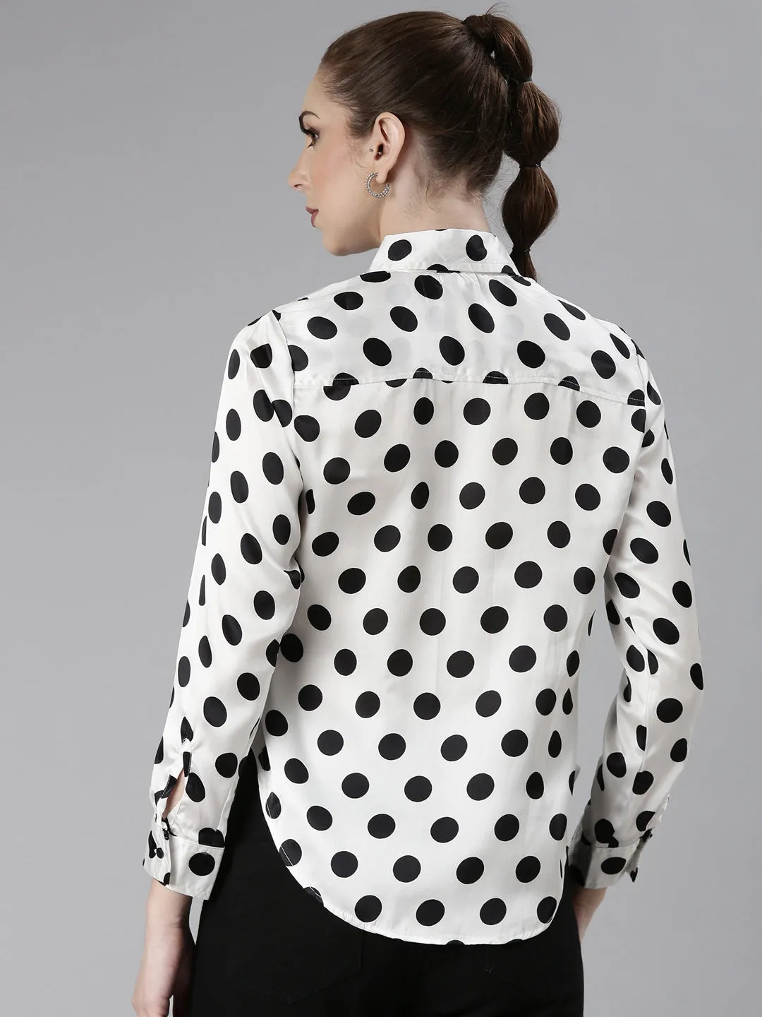 Women's White Polka Dots Shirt Thermal Regulating Layer Beach relaxation