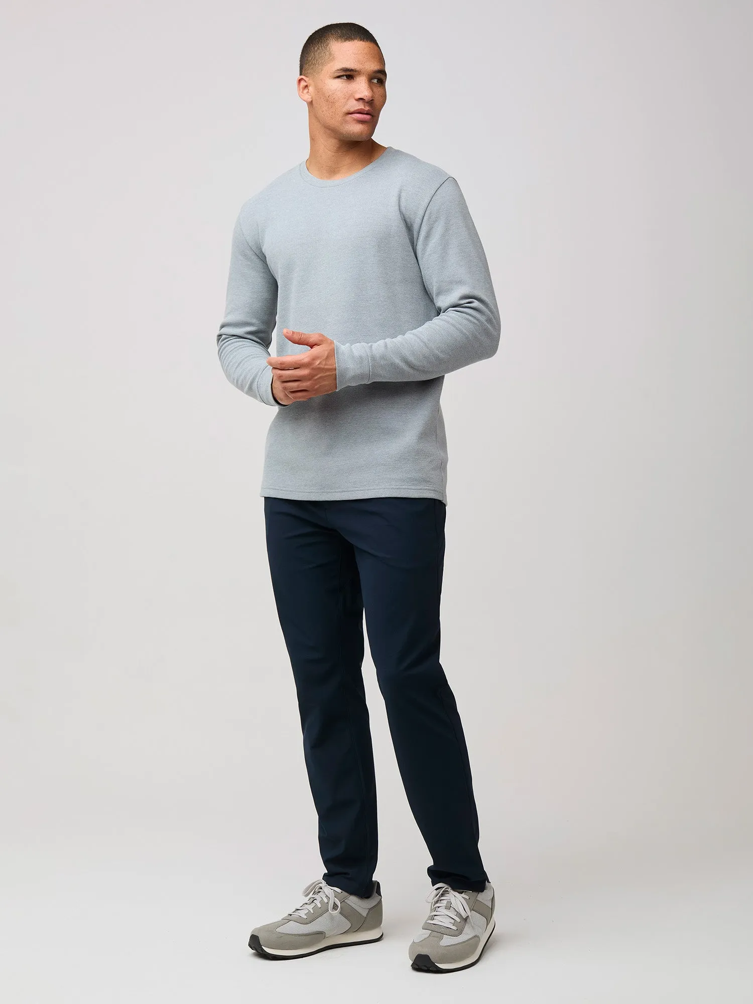 Heather Grey Thermal Long Sleeve Crew Cozy And Stylish