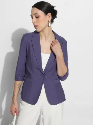 snag resistant Crisp Clean Fit Women's Purple Single Breasted Blazer with Shoulder Pads