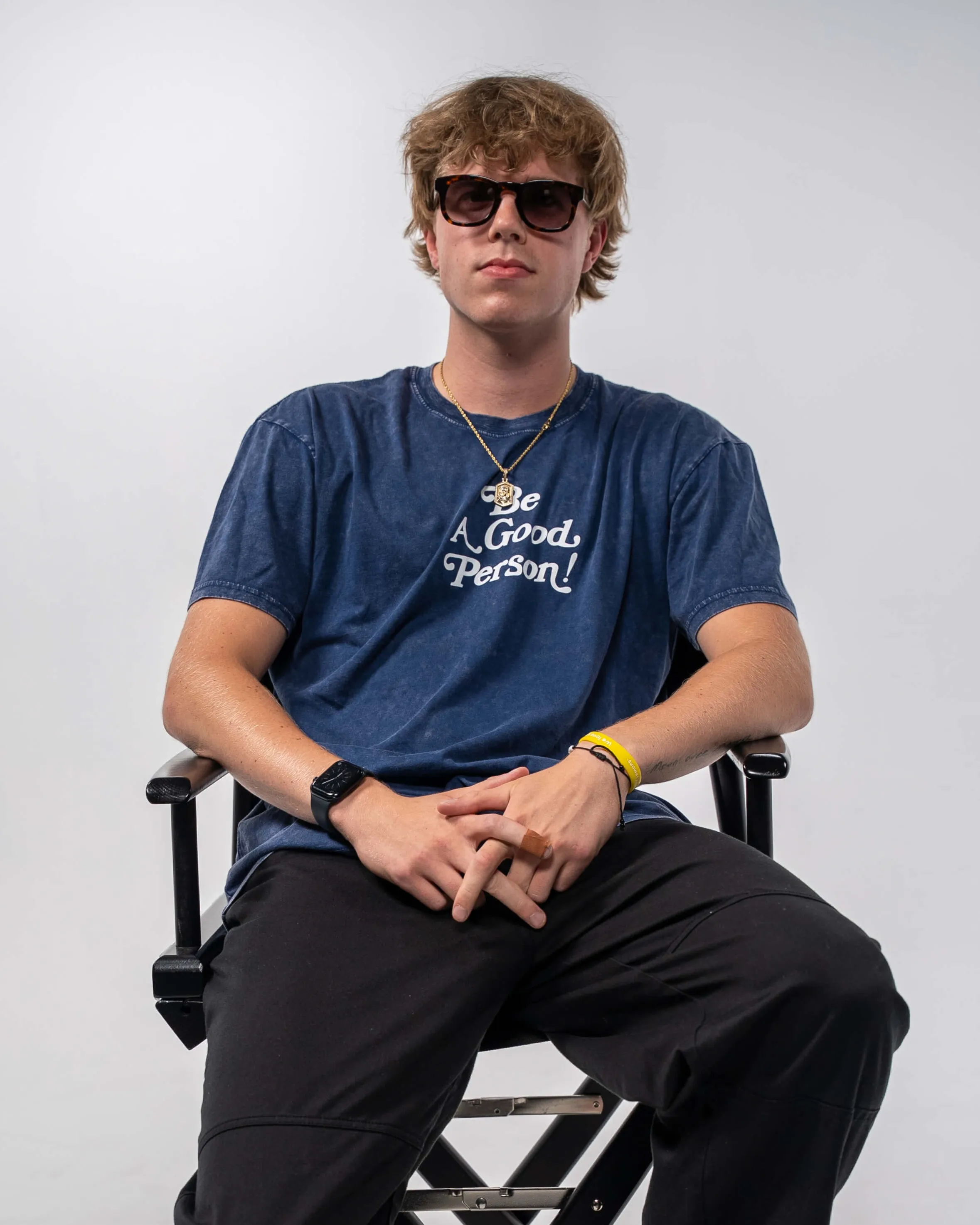 FlexibleKnit Modern Style Trend Exclamation Relaxed T-Shirt - Blue Stone Wash