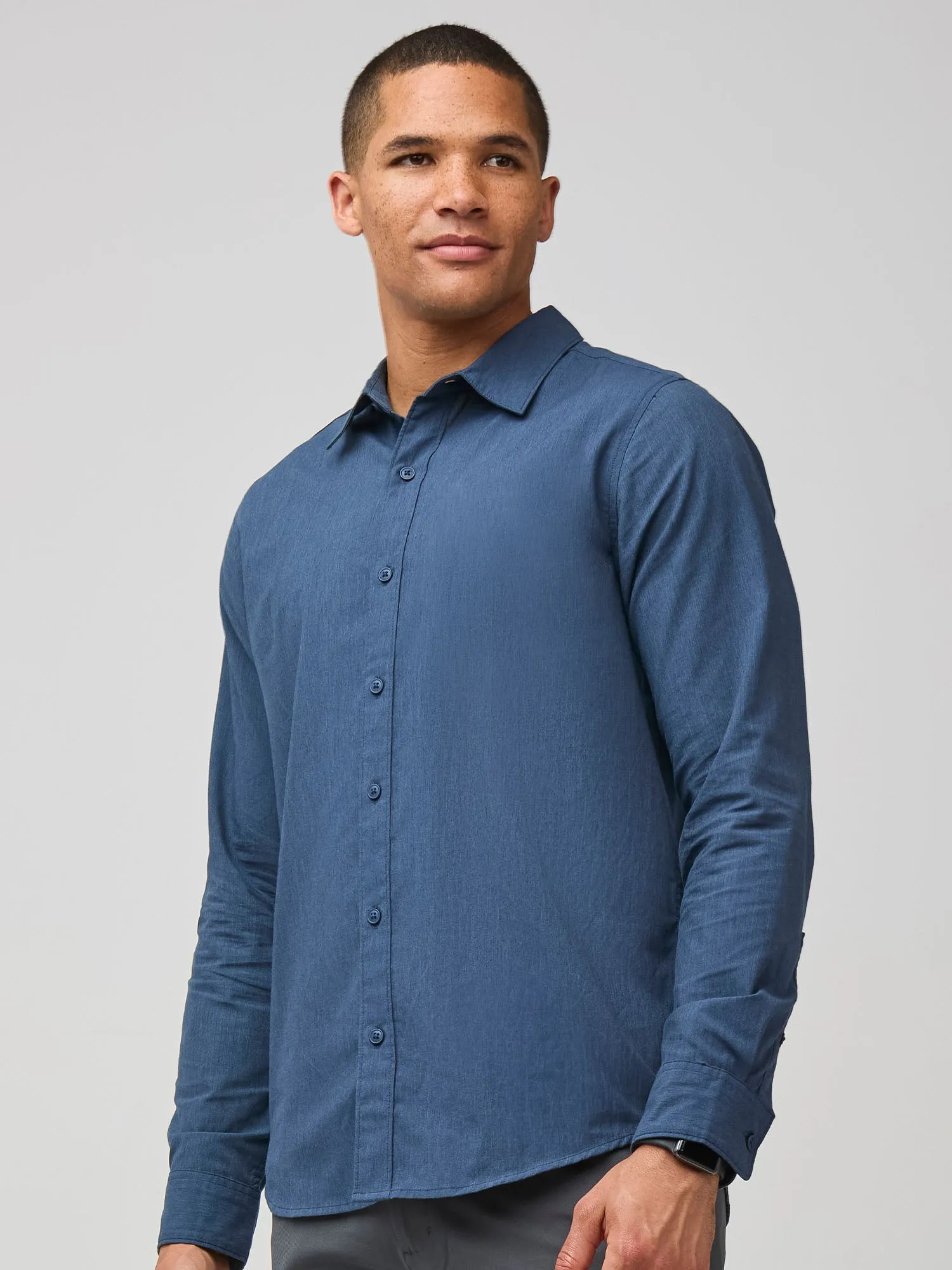 Cozy Vibes Navy Long Sleeve Button Up