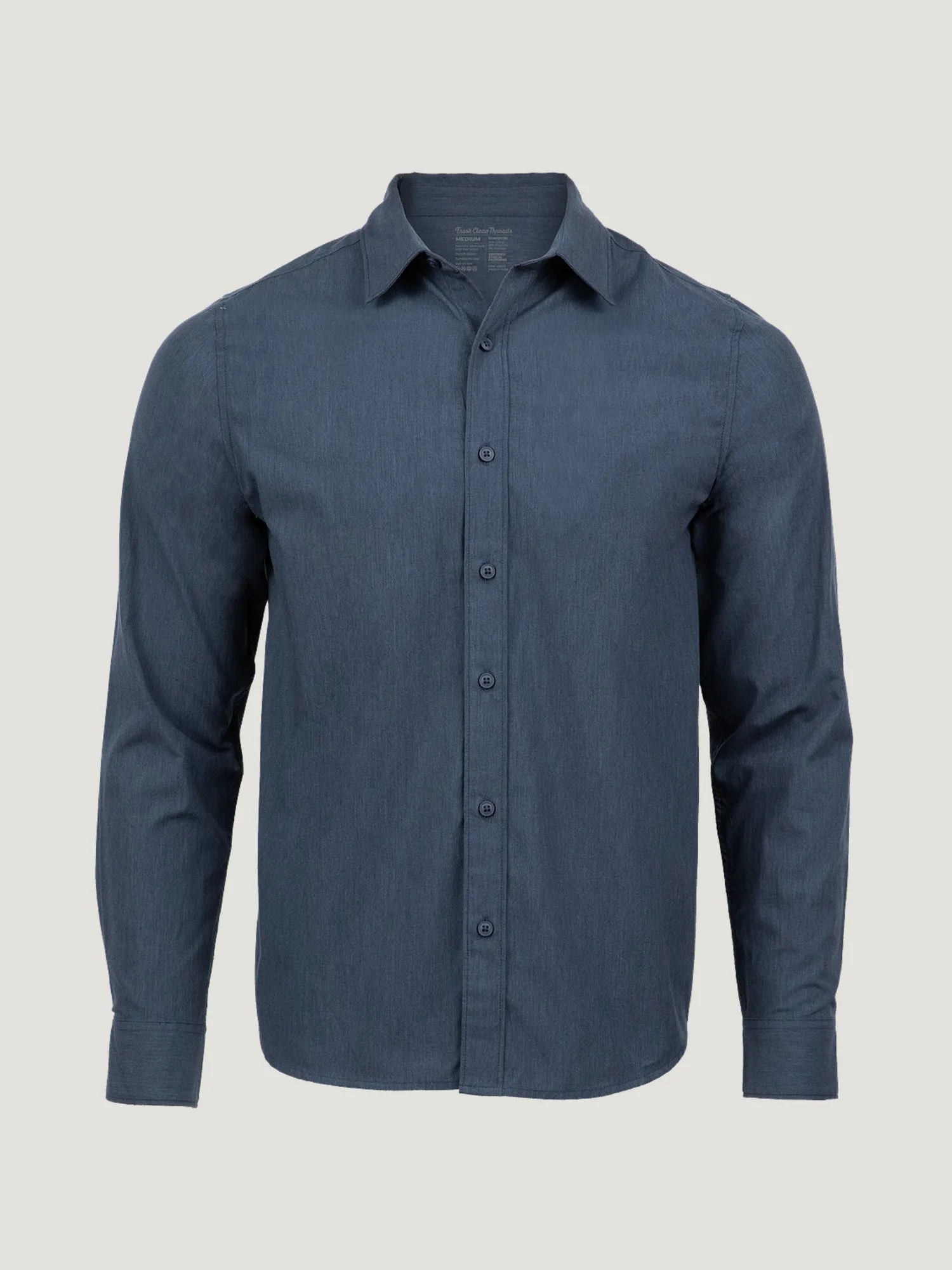 Navy Long Sleeve Button Up Street Trendy Unisex