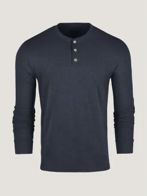 Navy Long Sleeve Henley Layering Fashion