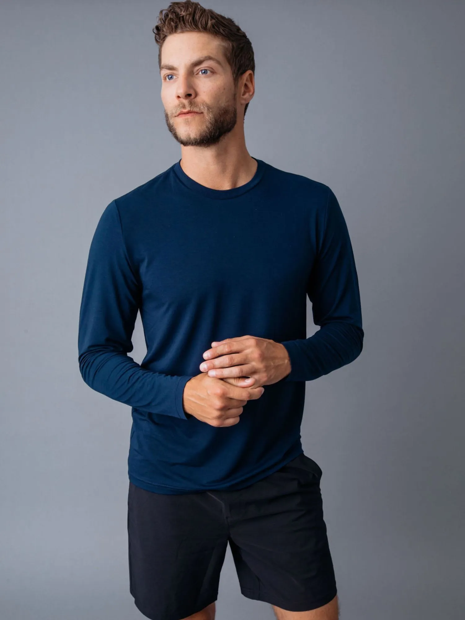 Layering Comfort Casual Performance Navy Performance Long Sleeve Crew