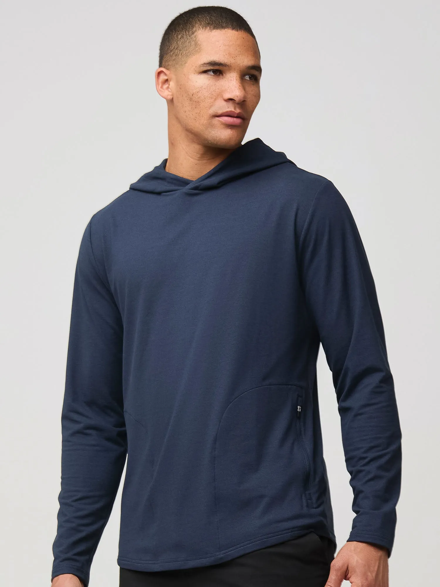 Navy Tech Pullover Hoodie All Season Wear Brunch Style
