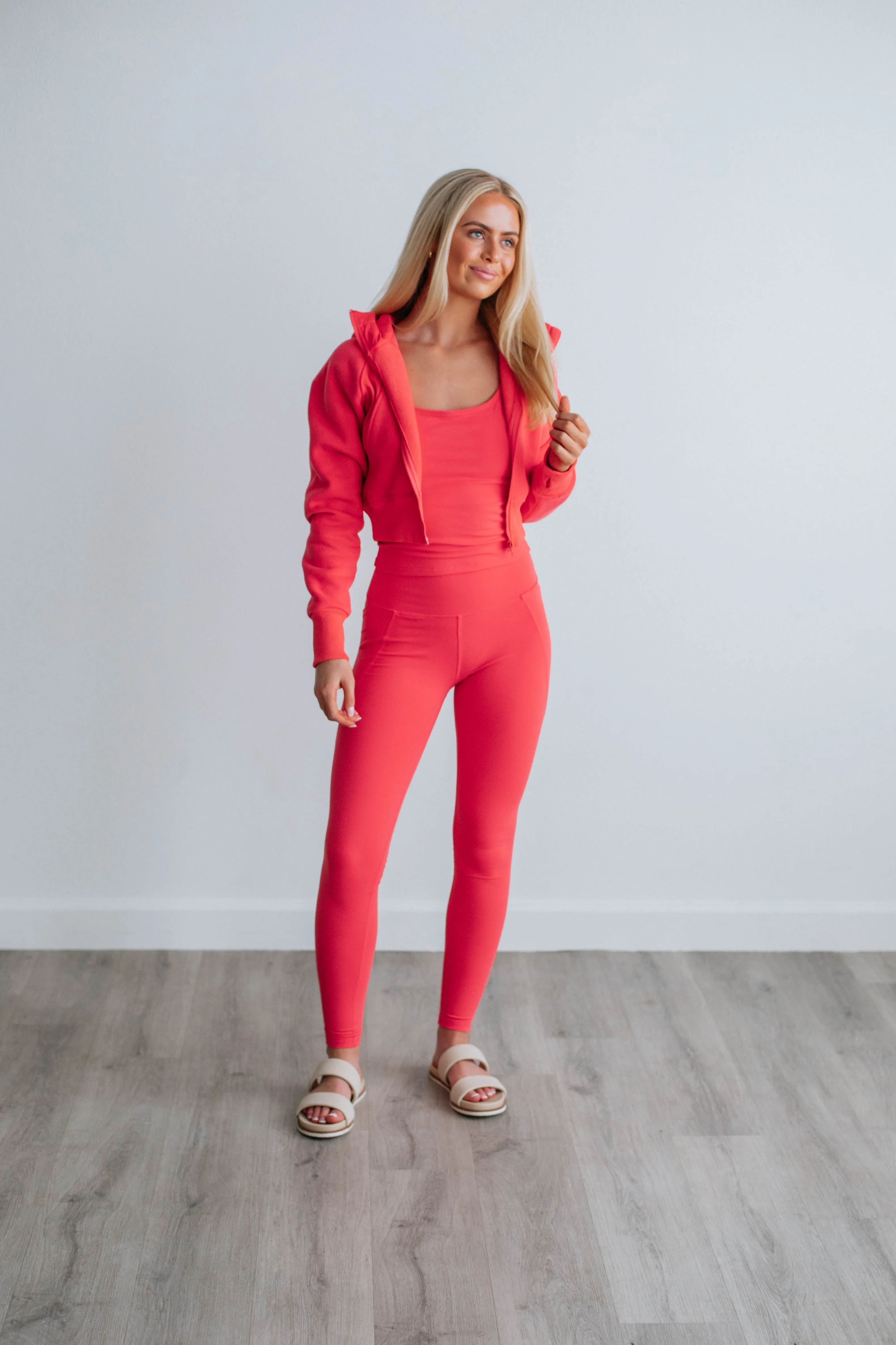 Work Commute Slim Fit Zalen Active Leggings - Hibiscus