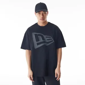 Sporty Layers Cozy Fit Wear New Era Flag Black Oversized T-Shirt