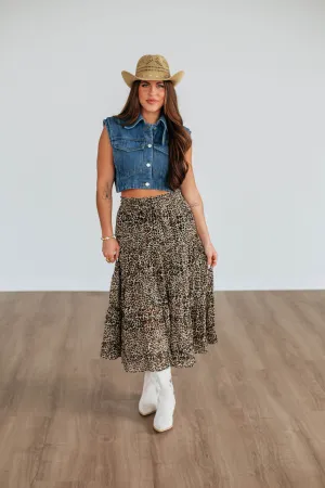 Nisha Leopard Skirt Non Irritating Texture Wrap Front