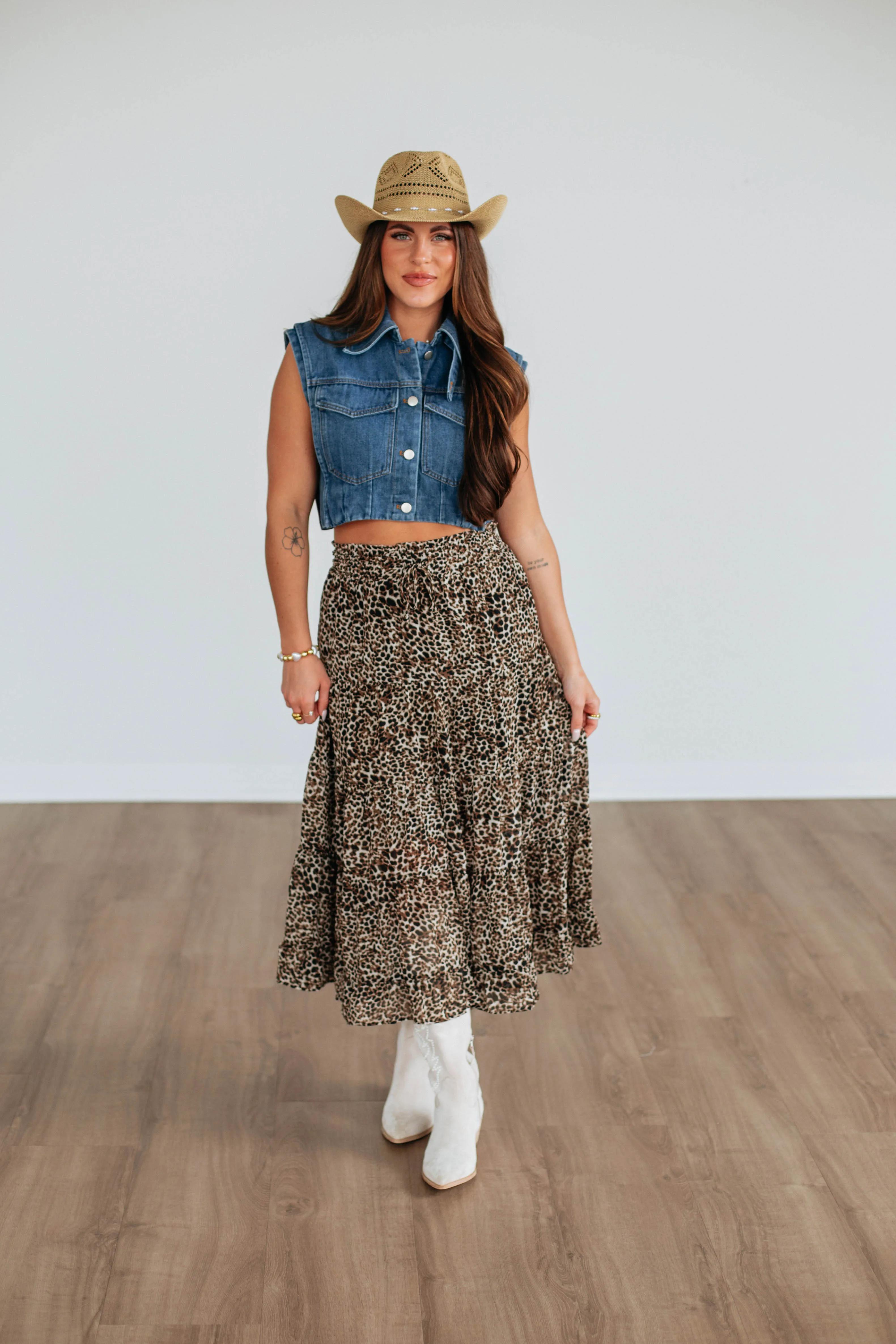 Nisha Leopard Skirt Non Irritating Texture Wrap Front