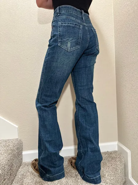 Comfy Waist Fit Winter Warmth Sustainable CC Western Women's Wide Leg Trouser Jean