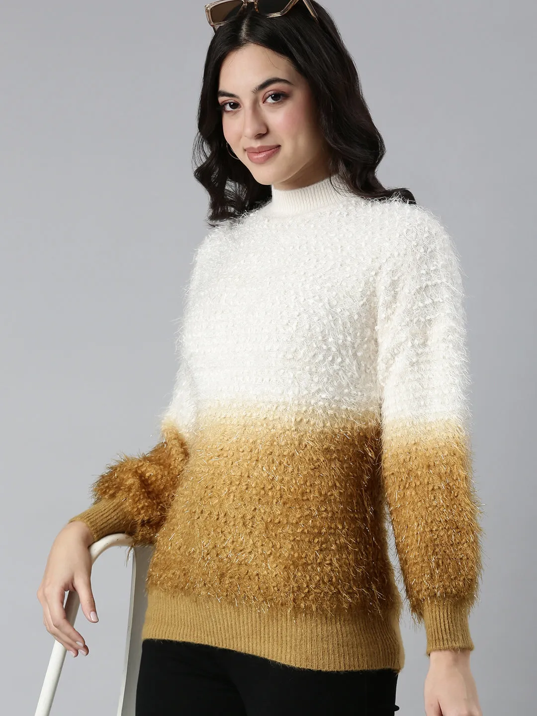 Women's Speckled Mustard Pullover Wearable Basic
