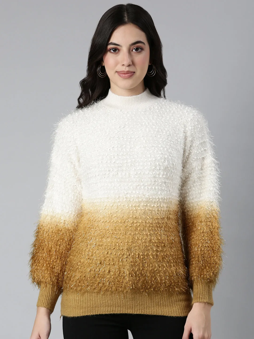 Women's Speckled Mustard Pullover Smart Fit