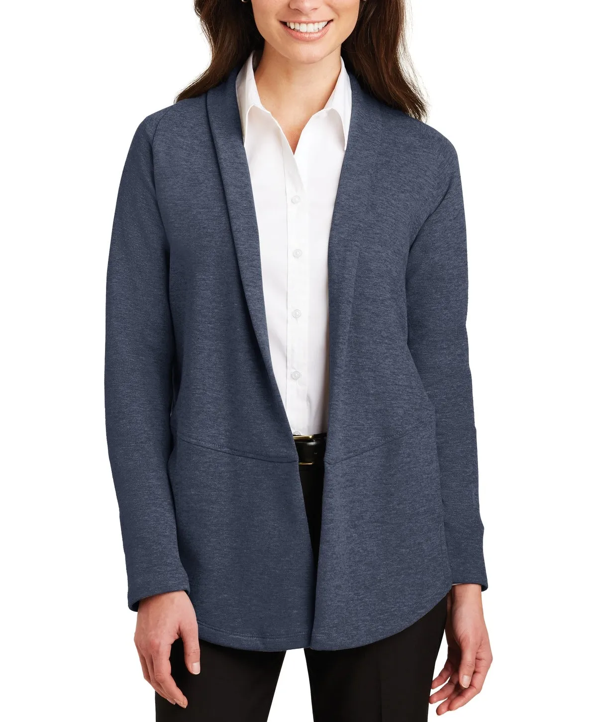 AntiPilling Finish JustBlanks Women's Long Sleeve Open Front Interlock Cardigan