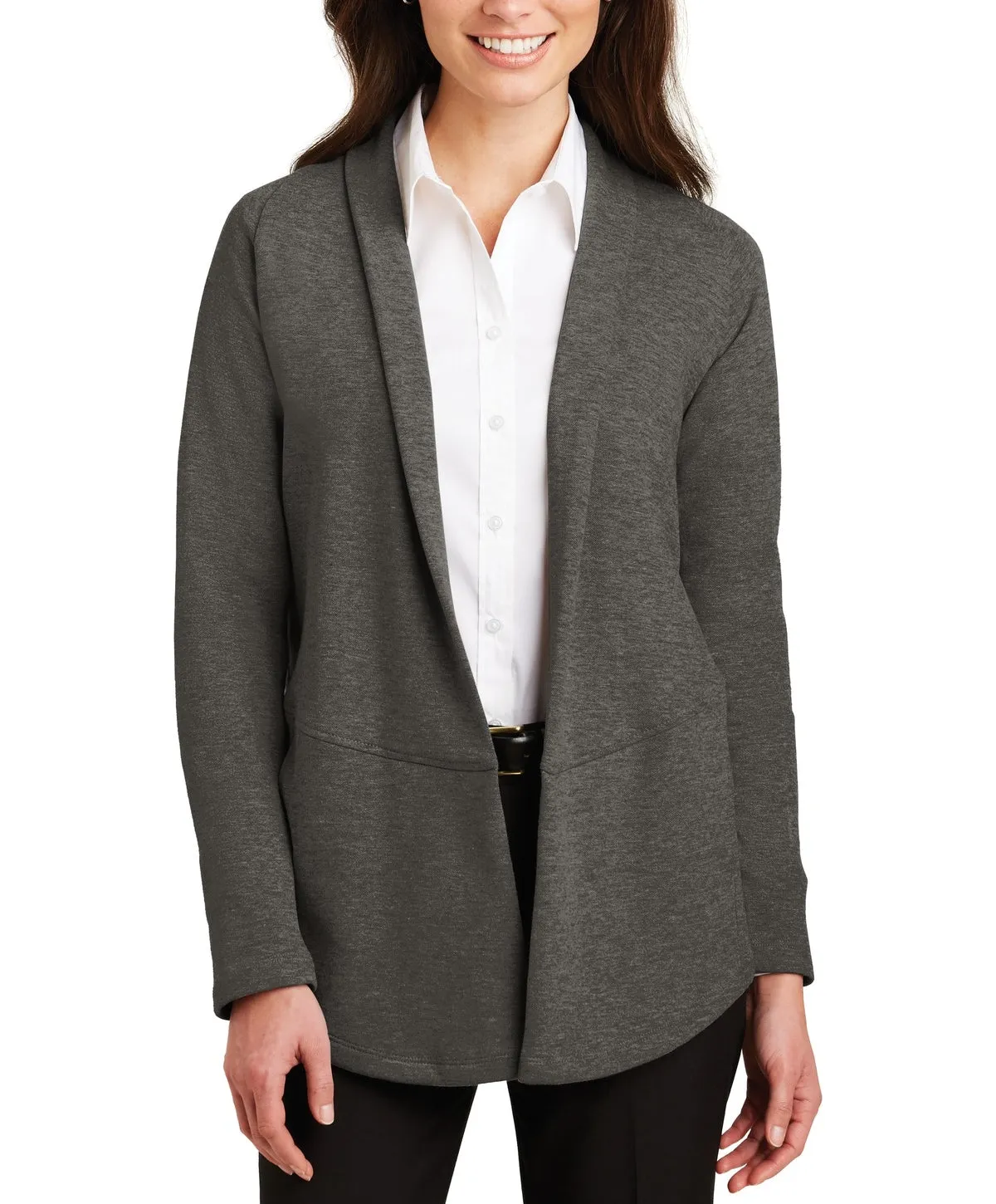 JustBlanks Women's Long Sleeve Open Front Interlock Cardigan Thermochromic Fiber Applications