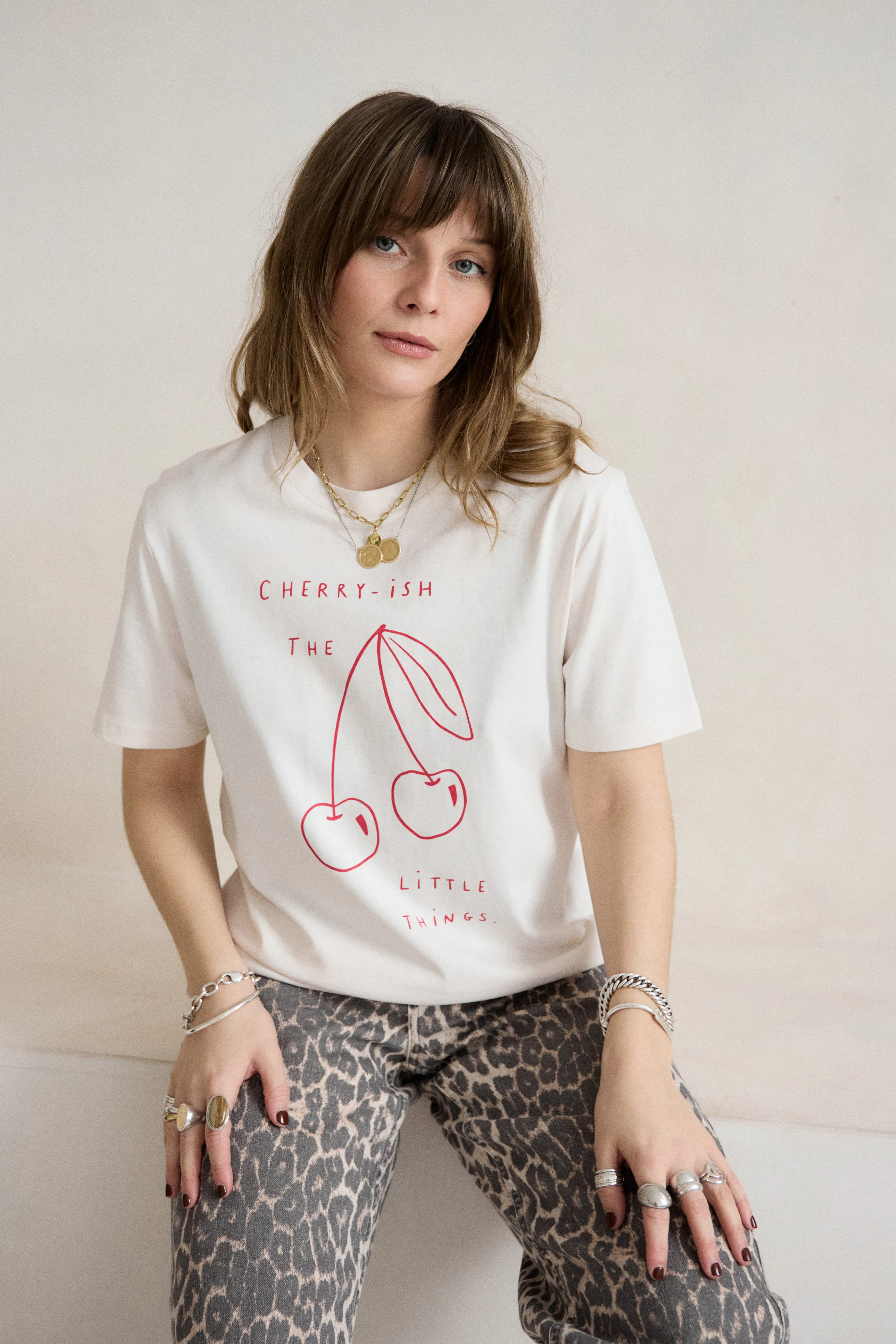 O&F Cherry-ish The Little Things Tee Soft and Relaxed Recycled Polyester Blend